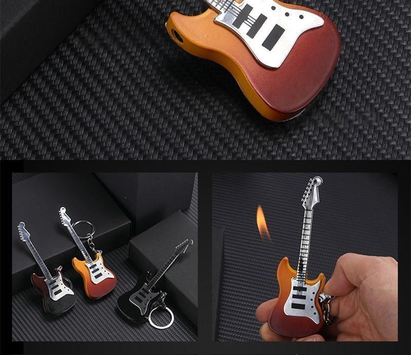 Guitar-Shaped Keychain Lighter