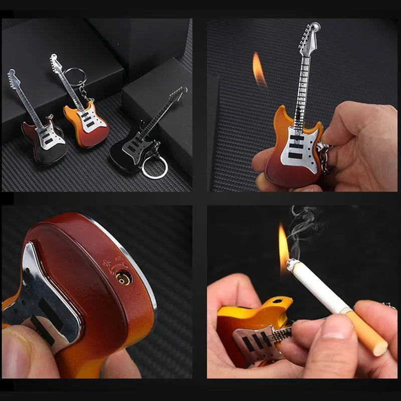 Guitar-Shaped Keychain Lighter