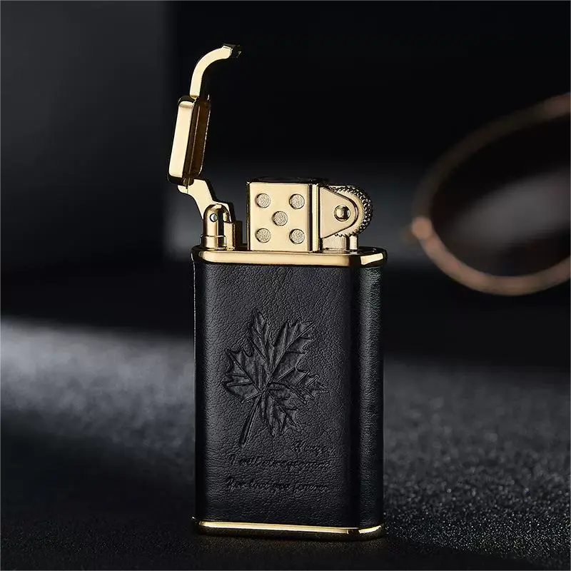 Leather-Trimmed Windproof Lighter