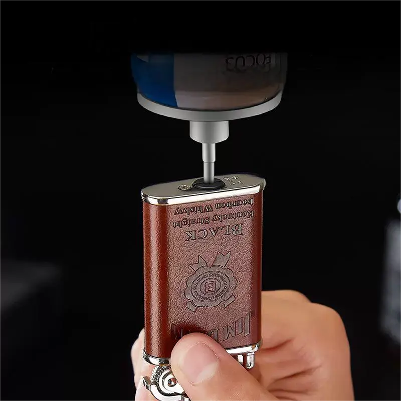 Leather-Trimmed Windproof Lighter