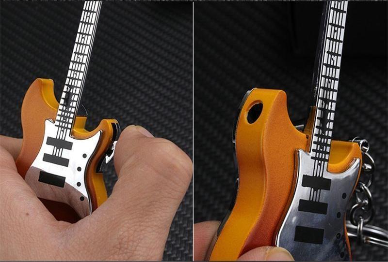 Guitar-Shaped Keychain Lighter