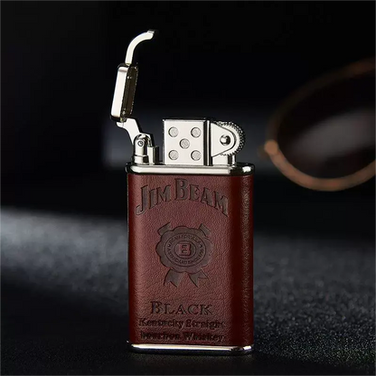 Leather-Trimmed Windproof Lighter