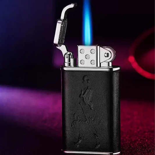 Leather-Trimmed Windproof Lighter