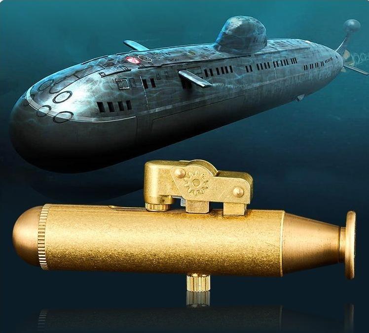 Submarine-Shaped Brass Kerosene Lighter